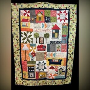 NEW HANDMADE QUILT 42”x58” WITH 3D DETAILS VERY HOMEY BEAUTIFUL WALL HANGING